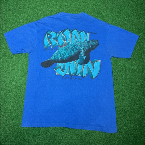 Vintage 80s 90s Ron Jon Surf Shop Cocoa Beach Manatee Ocean Surfer M/L T Shirt - Picture 1 of 7